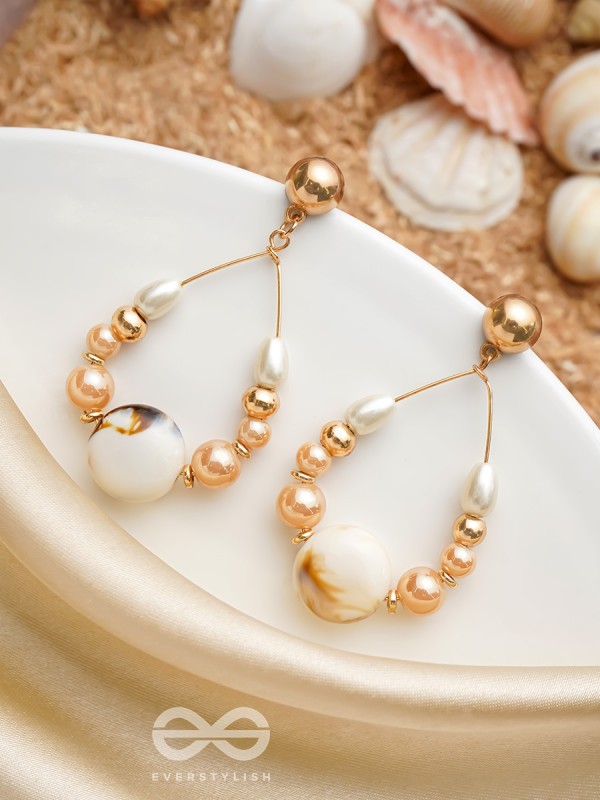 The 'Sea'nic Beauty - Golden Embellished Earrings