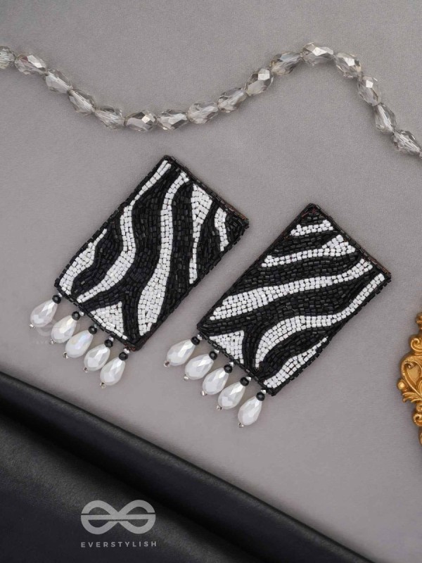 Adri - The Rainy Clouds - Cutdana And Glass Drops Hand Embroidered Earrings