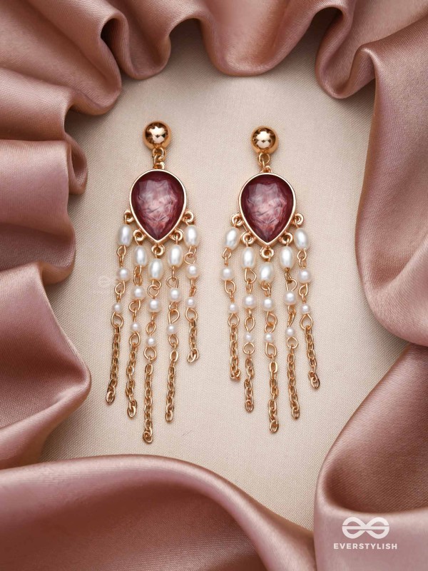 The Purple Rain- Golden Embellished Earrings