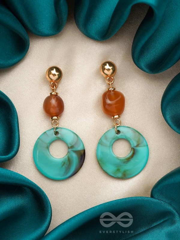 Drop in the Ocean- Golden Embellished Earrings