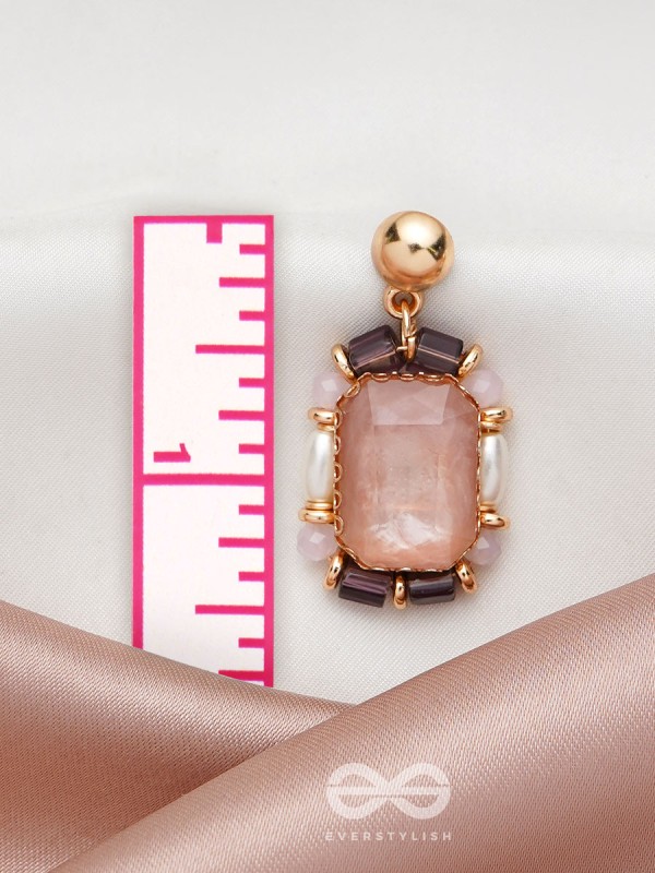 The Pink Peony- Golden Embellished Earrings