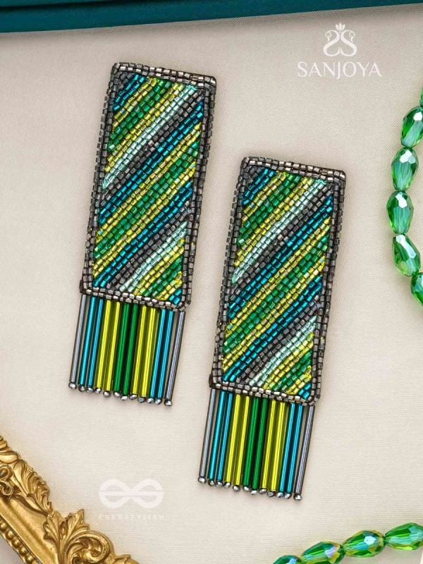 Pravish - The Colorful Rains - Cutdana Hand Embroidered Earrings