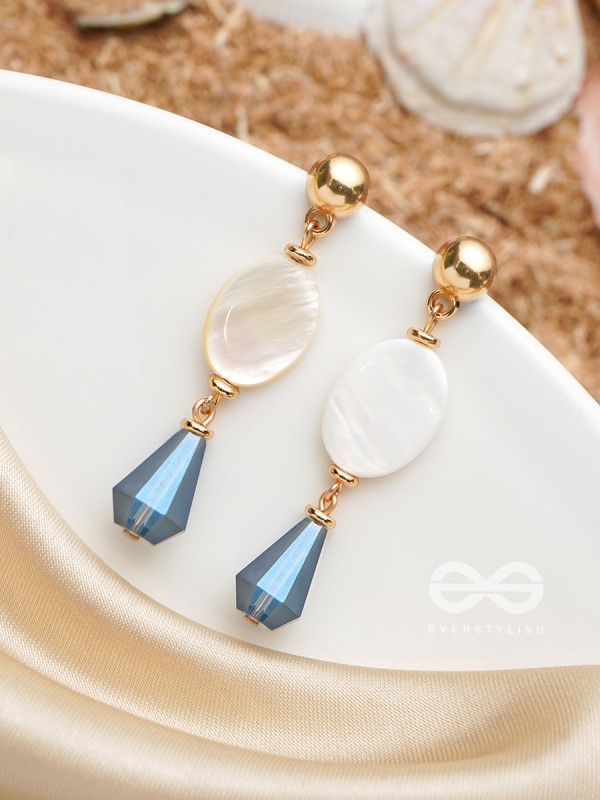 The Midnight Sea- Golden Shell & Beads Earrings