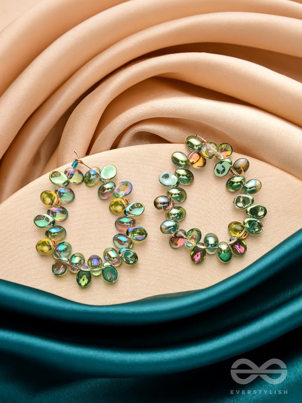 The Shadowy Shimmer- Golden Embellished Earrings