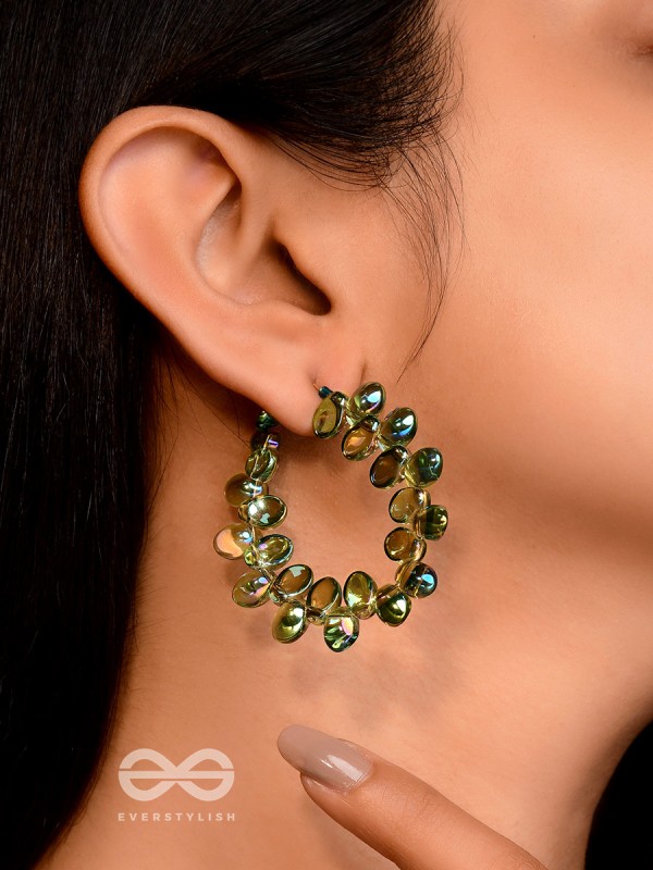 The Shadowy Shimmer- Golden Embellished Earrings