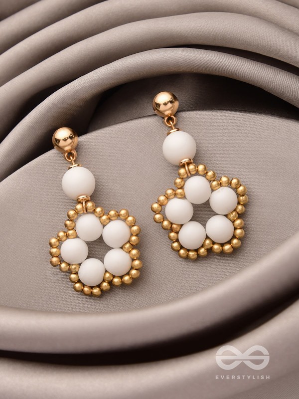 The Winter Bloom- Golden Embellished Earrings