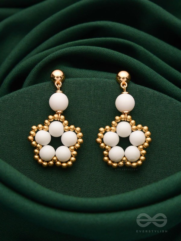 The Winter Bloom- Golden Embellished Earrings
