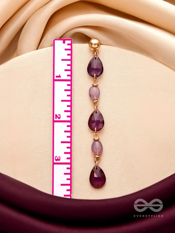 The Plum Passion- Golden Embellished Dangler Earrings