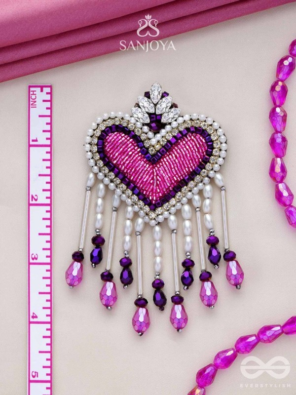 Trasa- The Crimson Heart- Pearls & Stones Embroidered Earrings