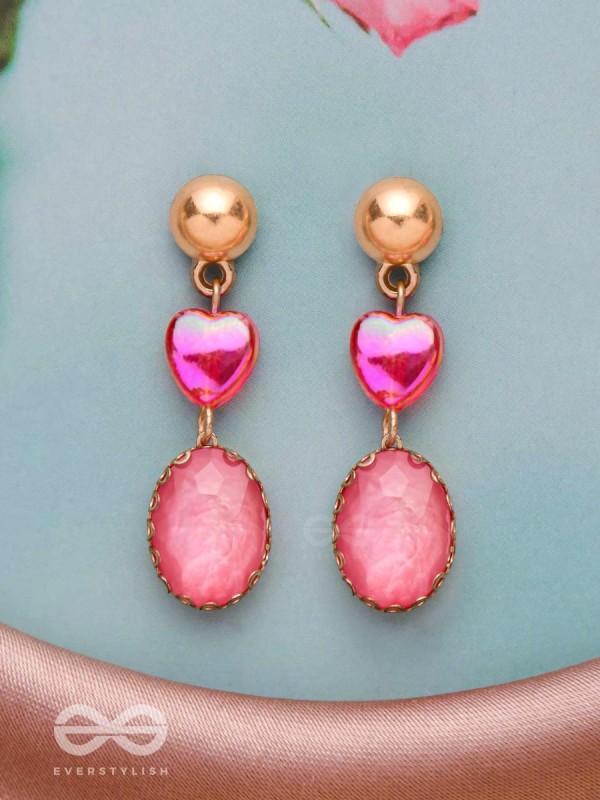 The Blushing Heart- Golden Embellished Earrings