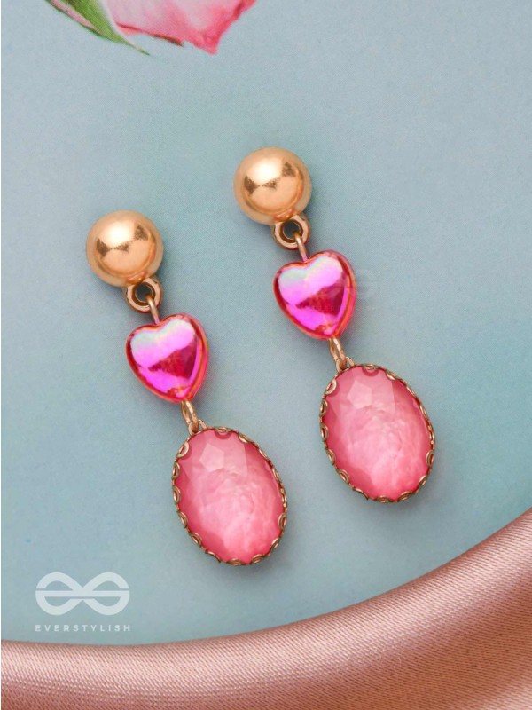 The Blushing Heart- Golden Embellished Earrings