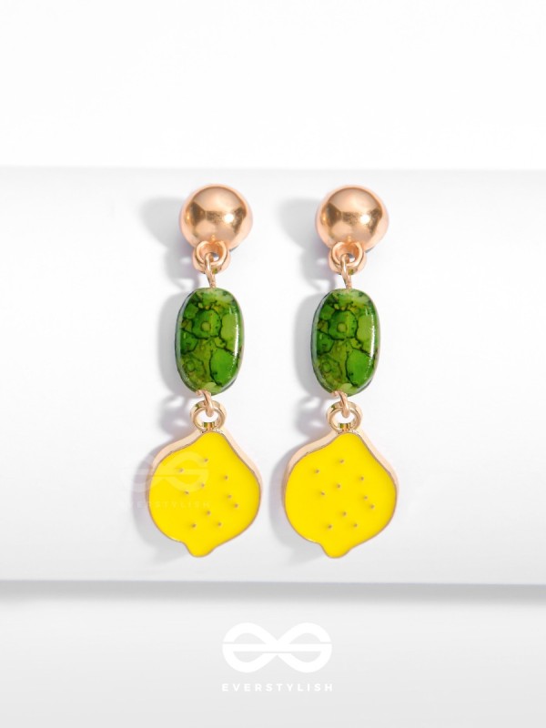 The Lemon Twist- Golden Enamelled Earrings