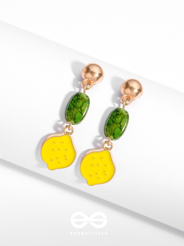 The Lemon Twist- Golden Enamelled Earrings
