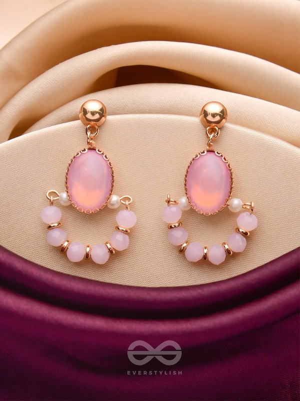 The Bubblegum Pink- Golden Embellished Earrings
