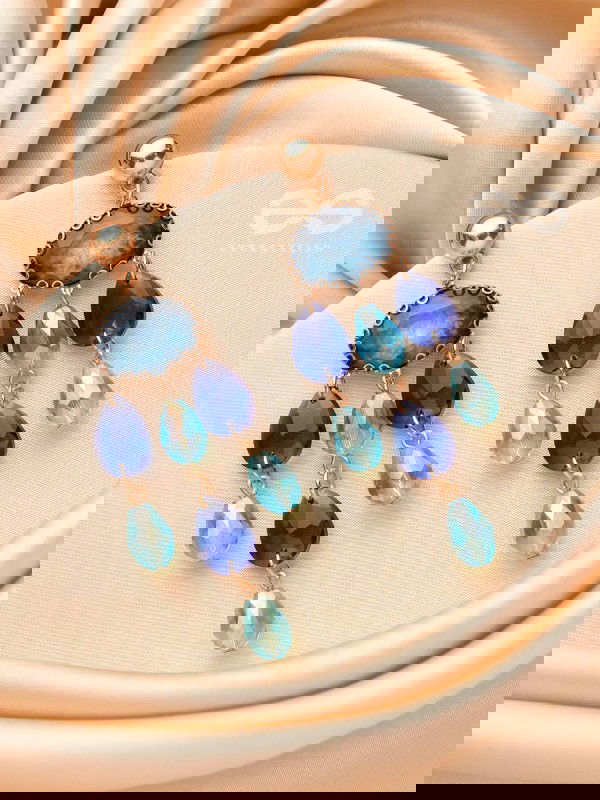 The Indigo Dreams- Golden Embellished Earrings