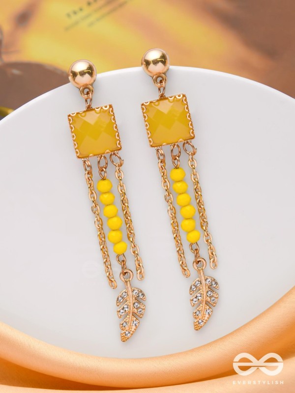 The Frosted Maple - Golden Embellished Earrings