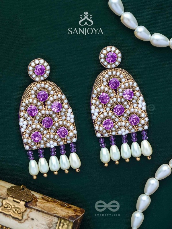 Urvya- The Beautiful Lakes- Pearls & Stones Embroidered Earrings