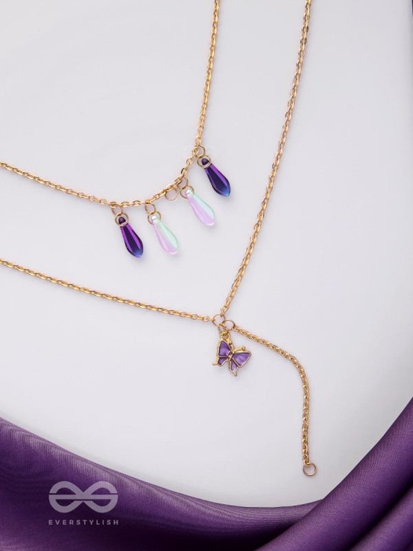 Butterfly N Blooms- Golden Layered Necklace With Anti-Tarnish Coating 