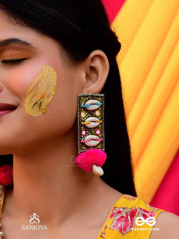 Peshika- The Shimmering Shells- Mirrors & Resham Embroidered Earrings