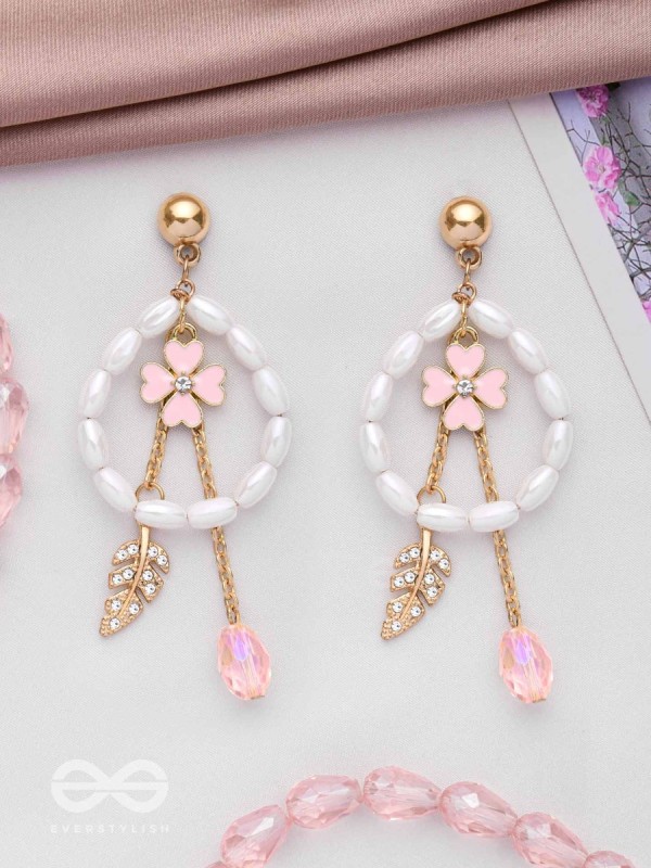 The Blooming Trail- Golden Pearl Earrings