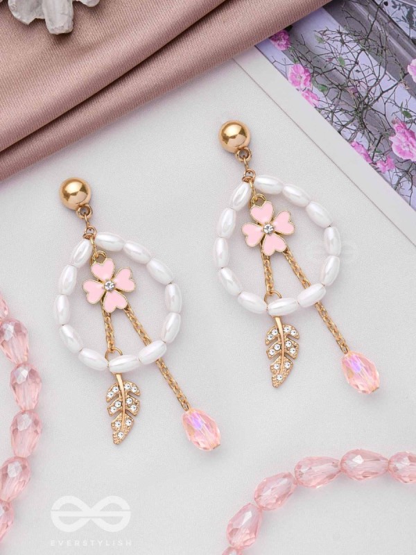 The Blooming Trail- Golden Pearl Earrings