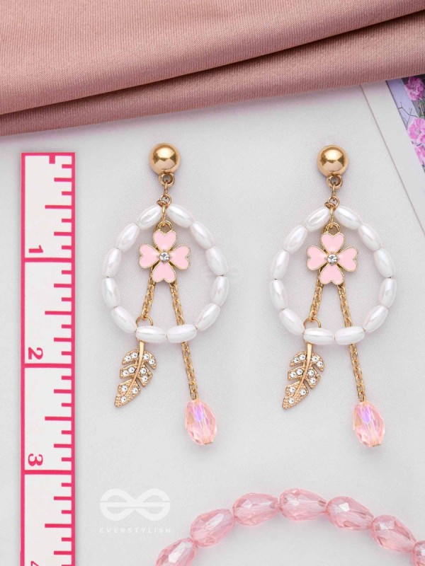 The Blooming Trail- Golden Pearl Earrings