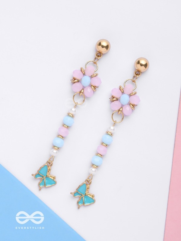 The Hovering Butterfly - Golden Embellished Earrings