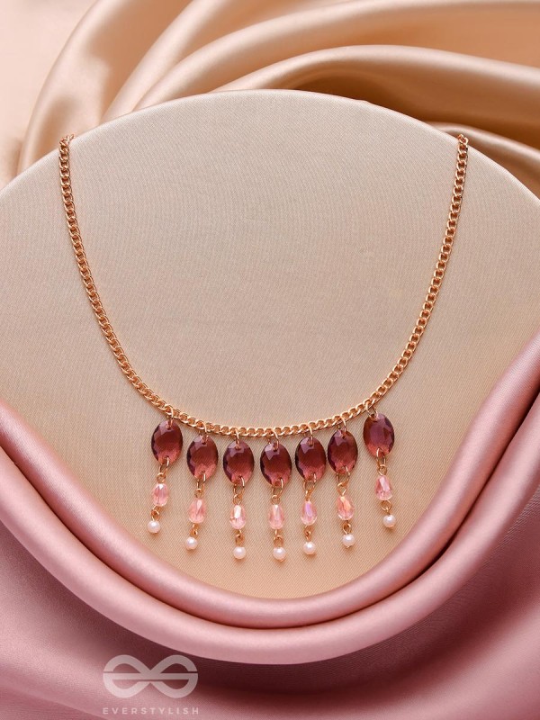 Pink It Up - Golden Embellished Necklace With Anti-Tarnish Coating 