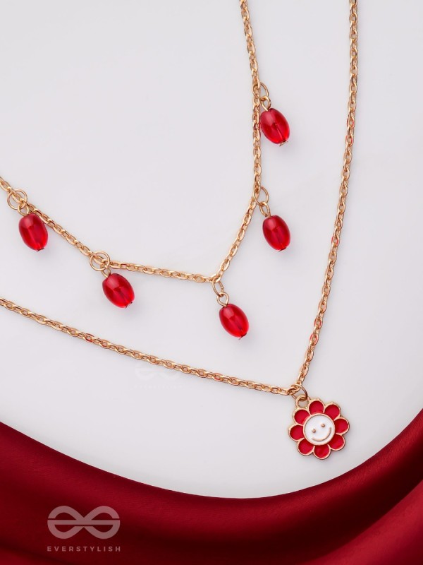 The Scarlet Sun- Golden Embellished Necklace With Anti-Tarnish Coating 
