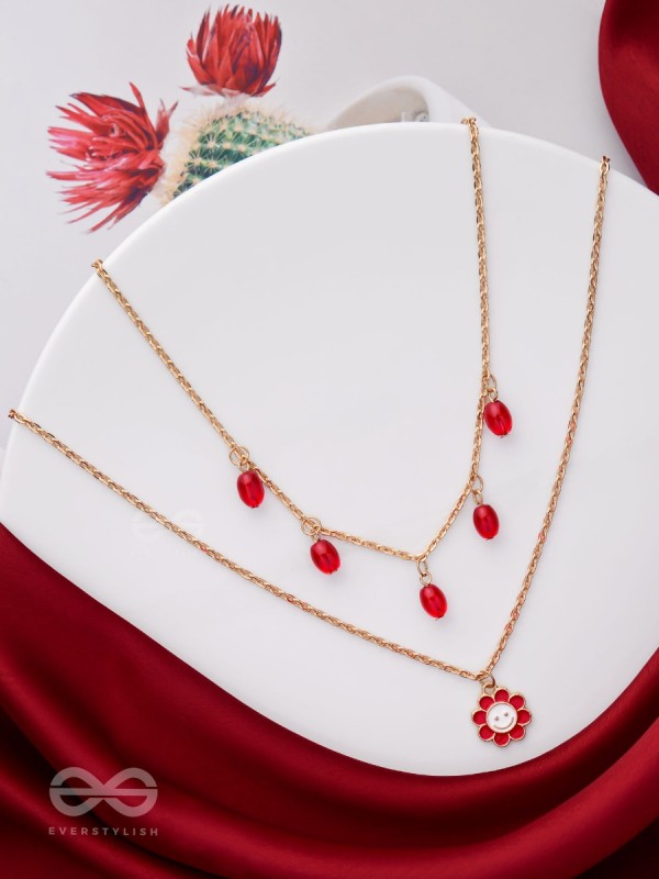 The Scarlet Sun- Golden Embellished Necklace With Anti-Tarnish Coating 