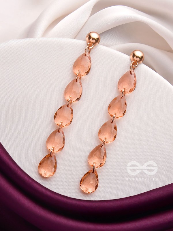 The Rose-Tinted Rains - Golden Embellished Earrings