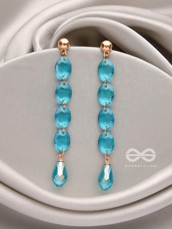 The Sapphire Seduction- Golden Embellished Earrings