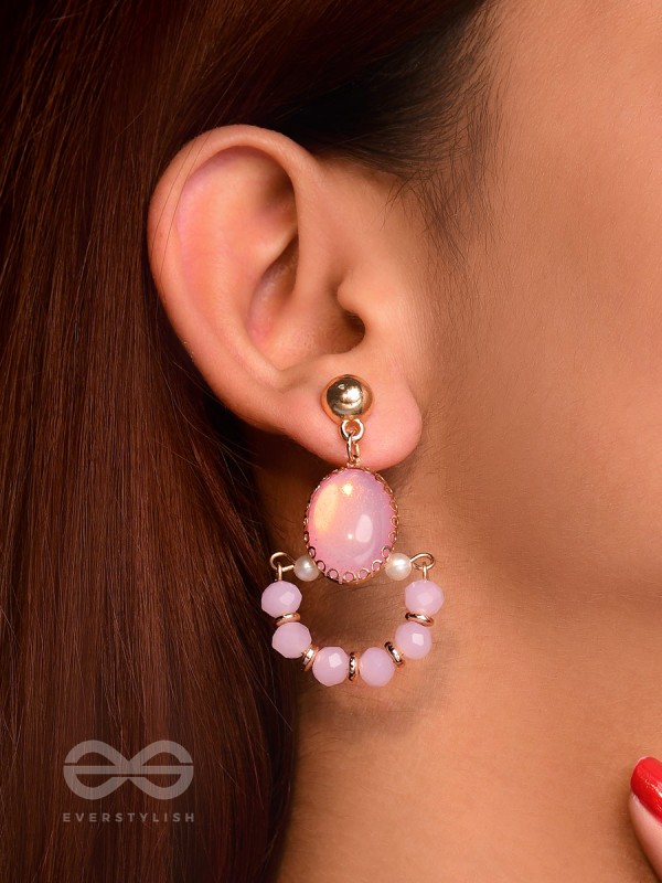 The Bubblegum Pink- Golden Embellished Earrings