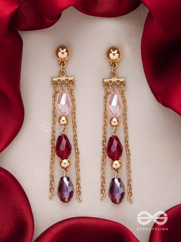 The Sensational String- Golden Embellished Earrings