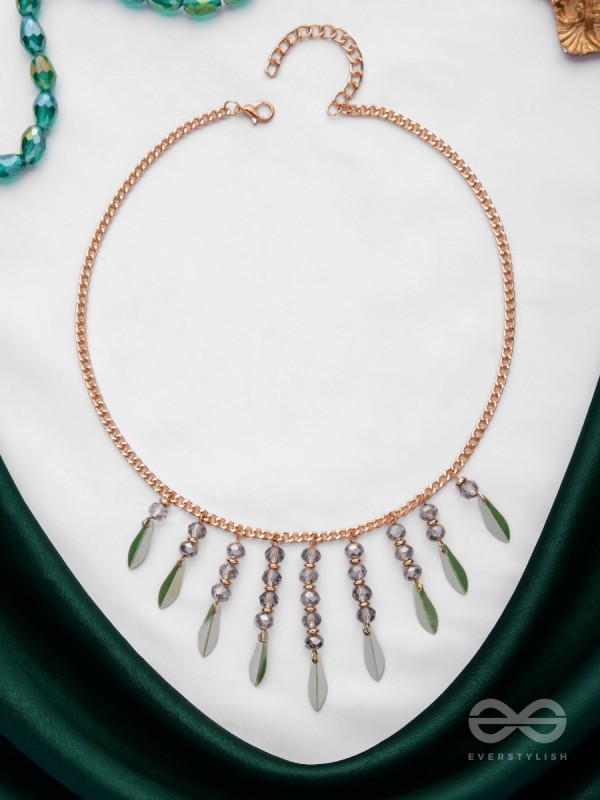 The Alluring Autumn- Golden Embellished Necklace With Anti-Tarnish Coating 