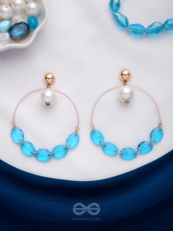 The Heavenly Blues- Golden Pearl Earrings