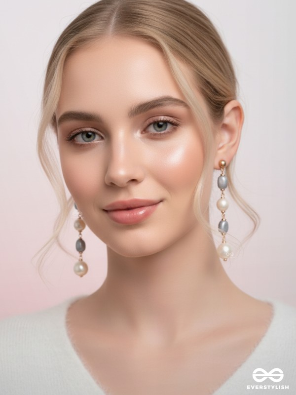 The Twilight Charm- Golden Pearl Earrings