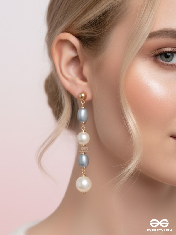 The Twilight Charm- Golden Pearl Earrings
