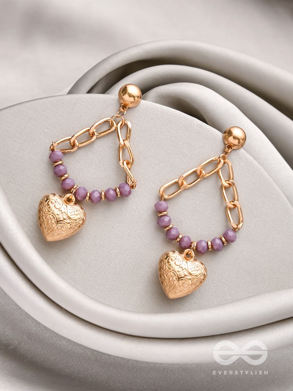 The Lilac Love- Golden Embellished Earrings