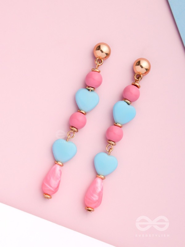 Tug at Heartstrings- Golden Embellished Earrings