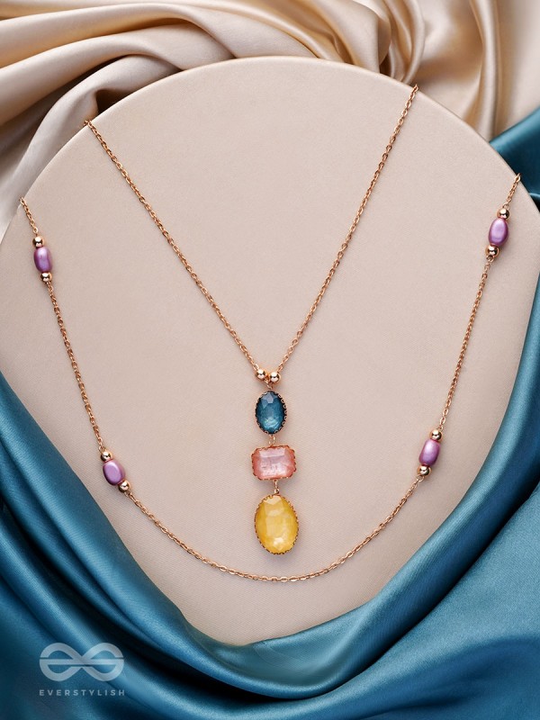 The Cosmic Cluster- Golden Embellished Layered Necklace With Anti-Tarnish Coating 