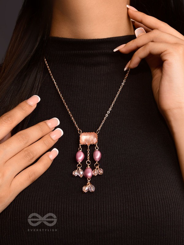 The Lavender Hues- Golden Embellished Necklace With Anti-Tarnish Coating 