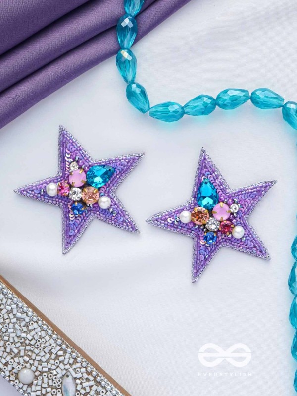 Tvish - The Stellar Sparkler - Stones, Sequins And Cutdana Hand Embroidered Earrings