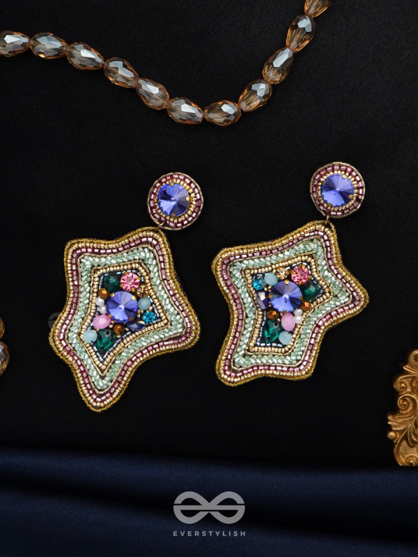 Ilvakaa- The Glorious Star- Stones & Beads Embroidered Earrings