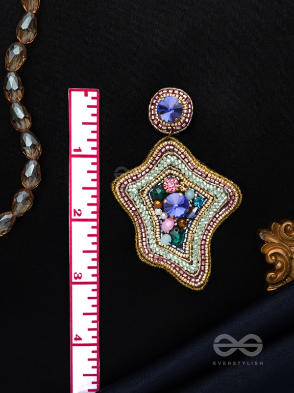 Ilvakaa- The Glorious Star- Stones & Beads Embroidered Earrings