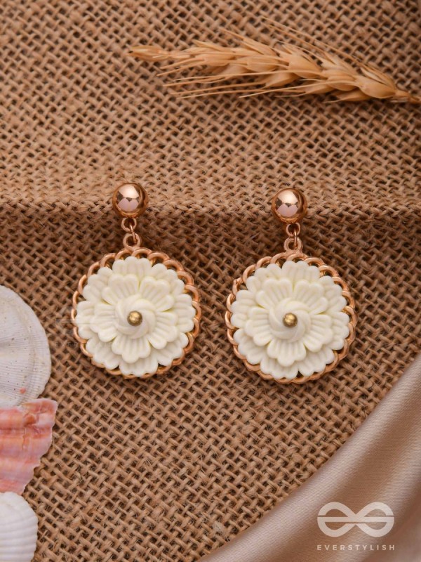 The White Dahlia- Golden Embellished Earrings