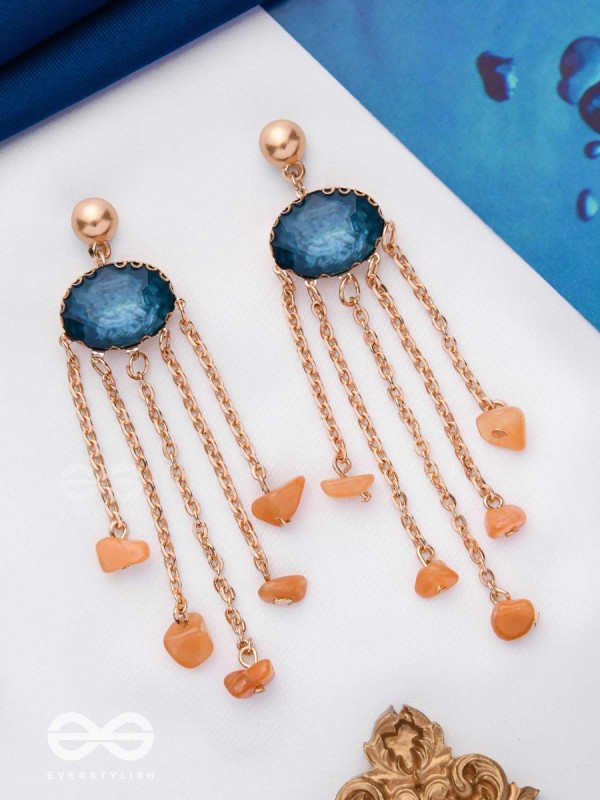 The Lava Rain- Golden Embellished Earrings