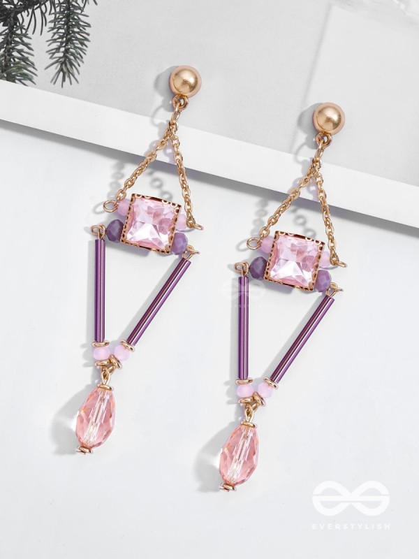 The Pyramid's Shadow- Golden Embellished Earrings