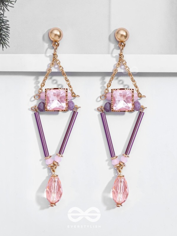 The Pyramid's Shadow- Golden Embellished Earrings