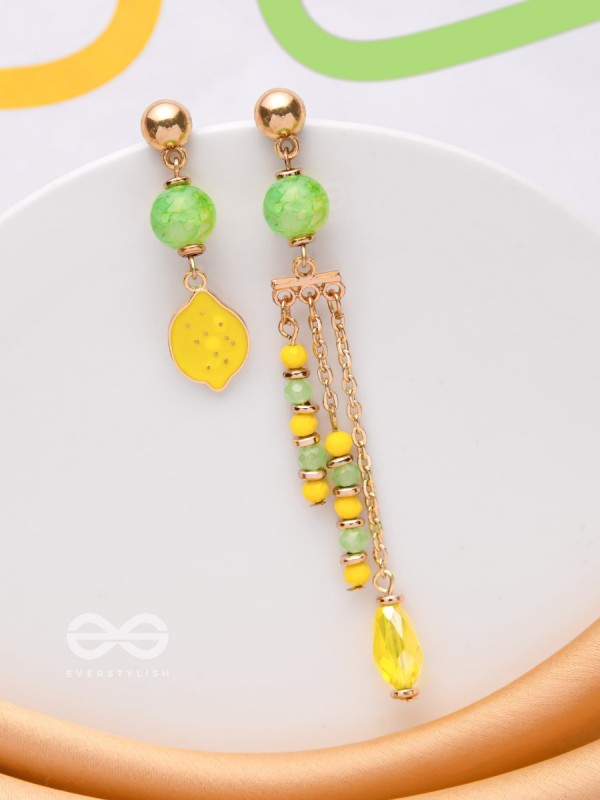 The Lime Splash- Golden Embellished Earrings